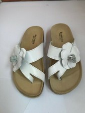 barratts white real leather sandals eu 31 uk 12.5 new unworn flower toe bar