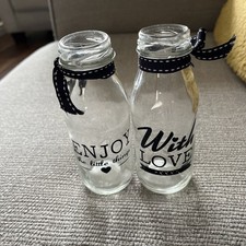 2 Clear Glass Decorative Glass Bottles