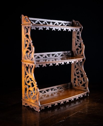 Mahogany fretwork wall shelf - mahogany,