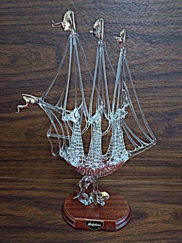 Large spun glass galleon ship - spun,