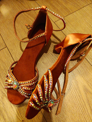 Brown satin rhinestone latin - rhinestone,