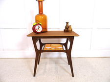 Vintage Mahogany 1950s tv radio table restyled abstract panel retro midcentury