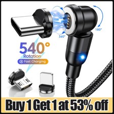 3 In 1 Magnetic Fast Charging USB Cable Phone Charger for iPhone Type-C Micro UK