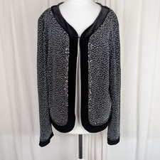 Gina Bacconi Sequin & Velvet Trim Jacket Evening UK 18 20 Party Christmas