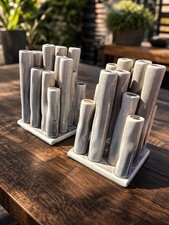 Pair Vintage Ceramic Bamboo