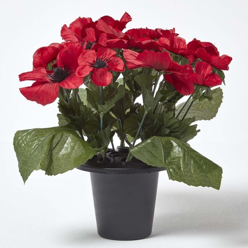 Artificial silk red - red, poppy