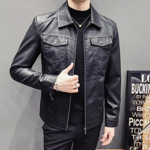 Mens leather casual biker - casual,