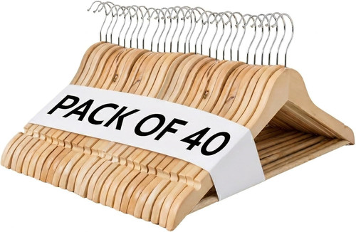 Pack wooden coat hangers - wooden,
