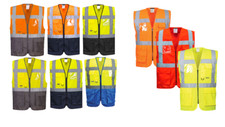 EXECUTIVE HI VIS VIZ VISIBILITY ZIP ID HOLDER SAFETY MOTORCYCLE VEST WAISTCOAT