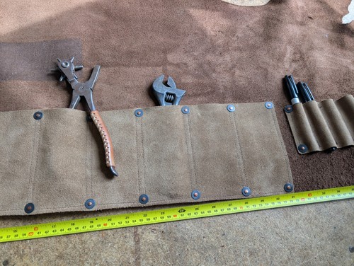 Leather tool roll made - roll, one