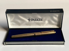 Vintage c1966 Rolled Gold Parker 61 Fountain Pen 14k Gold Nib Original Boxed