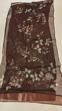 Laura Ashley silk printing with embroidered long women scarf Wine color ground