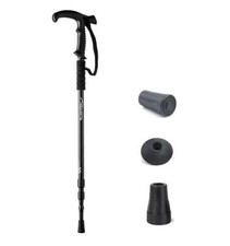 One Trekrite T-Handle Telescopic Antishock Hiking Pole/ Walking Stick - Black
