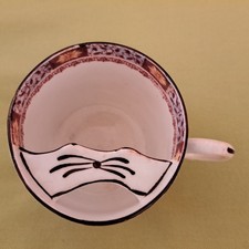 ANTIQUE POTTERY EARLY DECORATED MOUSTACHE CUP  3"high 3" diameter