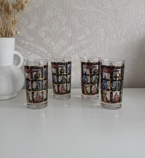 Vintage Mid Century Modern High Ball Glasses Gilded Fish Nautical