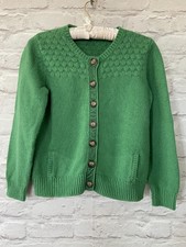 BODEN SIZE 14 P GREEN CHUNKY COTTON / WOOL CARDIGAN WITH POCKETS