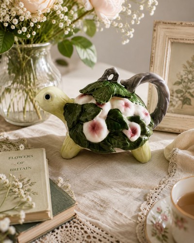 Turtle floral ceramic glazed - floral,