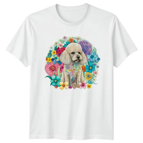 Floral poodle shirt - floral, t-shirt
