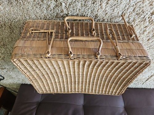 Vintage wicker picnic hamper - vintage,