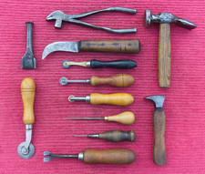 JOB LOT 12 VINTAGE COBBLERS / LEATHER WORKERS HAND TOOLS OLD VINTAGE TOOLS