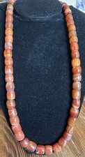 Fine Red Carnelian Barrel Shape Long Necklace
