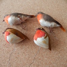 4 Vintage Robin Christmas Tree Ornaments Decorations