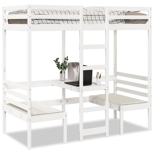 Loft bed single pinewood white - pinewood,