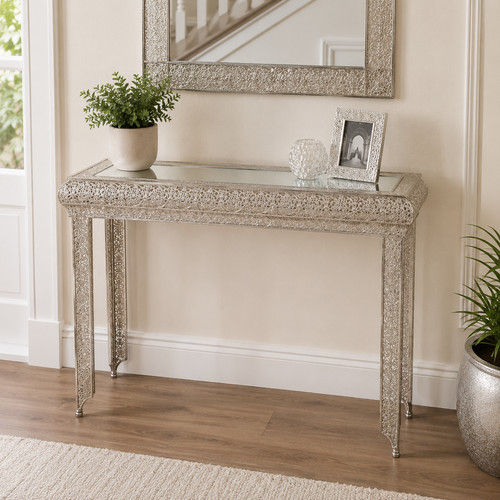 Silver console table - silver, mirrored