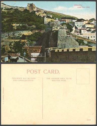 Gibraltar old colour postcard - old,