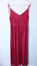 Zara Maxi Long Sequin Red Summer Dress Size M
