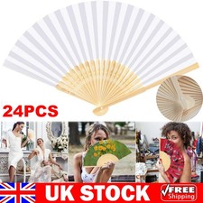 White Paper Fan 24Pcs Folding Hand Fans Handheld Fan for Party DIY Decoration