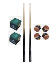 2 x 36" (3ft) SMALL KIDS POOL SNOOKER TABLE CUES with 4 x TIPS & 2 GREEN CHALKS