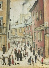 LS LOWRY RARE EARLY PRINT A STREET SCENE 1932 STUNNING HARDBACK PRINT NOT FRAMED