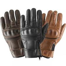 Rayven Vintage CE Motorcycle Gloves Leather Cruiser Motorbike Glove Black Brown