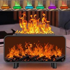 Fireplace Flame Humidifier 7 Colors Light Flame Essential Oil Diffuser Black UK