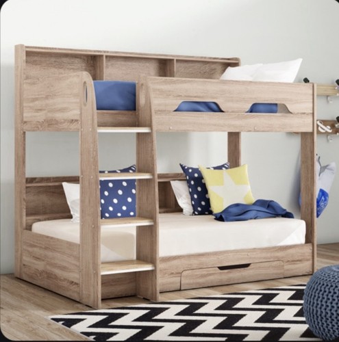 Children wooden bunk bed - wooden, 3ft