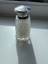 Antique Cut Glass & English Silver Hallmarked top scent smelling salts bottle 
