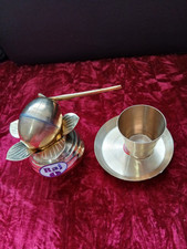 Brass Pooja Thali Plate Set 5pic Aarti Prayer Hindu Temple Home Diwali Festival