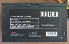 Builder 600W ATX Power Supply Unit for PC - Black