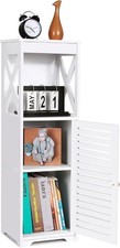 Bathroom Cabinet Slim Bathroom Storage Unit with Doo, White AUCTION