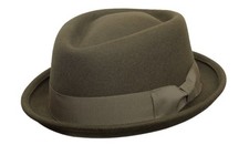 Superb Quality Hand Made 100% Wool Diamond Crown Pork Pie Hat in Green 5 Sizes