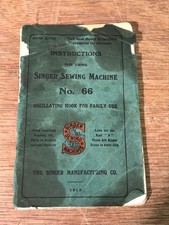 568b Antique 1917 SINGER SEWING MACHINE No 66 Instruction Manual