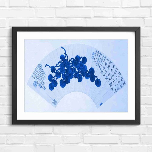 Chinese lychee fruit art blue - lychee,