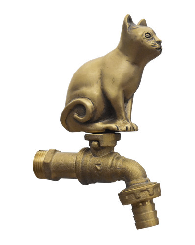 Brass garden cat - brass,