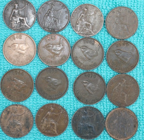 Farthing coins all different - farthing,