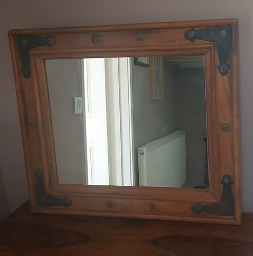 Antique solid oak framed wall - antique,