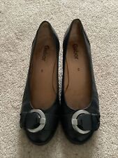 STUNNING GABOR LADIES SOFT BLACK LEATHER FRONT BUCKLE COURT SHOES UK5,EU38