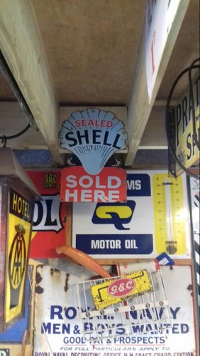 Old shell enamel sign - shell,