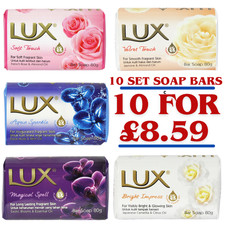 10 Lux Soap Bars 80g Soft Touch Bright Impress Bundle Set Bath Shower 10/2025