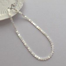 Heart Shell Pearl like Choker style Necklace 16 inch